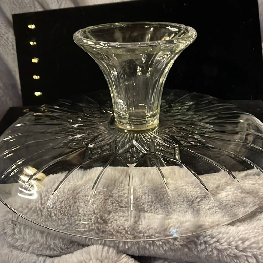 Heavy Crystal Cake Stand Vintage Design Beautiful